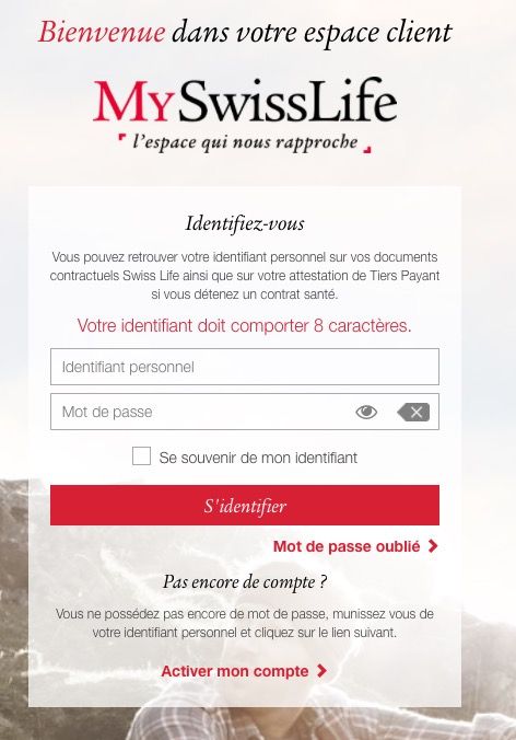 MySwissLife dumb password rule screenshot